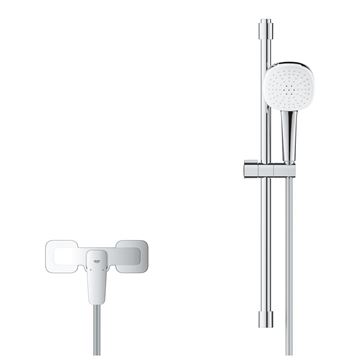 GROHE CUBEO sprchový set s nástennou batériou, ručná sprcha s 2 prúdmi, tyč, hadica, Water Saving, chróm 1018250000 Obrázek - fotka
