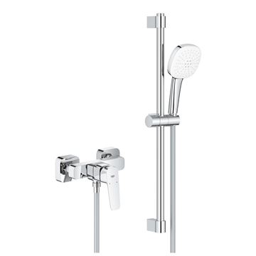 GROHE CUBEO sprchový set s nástennou batériou, ručná sprcha s 2 prúdmi, tyč, hadica, Water Saving, chróm