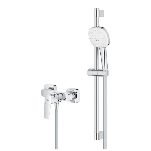 GROHE CUBEO sprchový set s nástennou batériou, ručná sprcha s 2 prúdmi, tyč, hadica, Water Saving, chróm 1018250000 Obrázek - fotka
