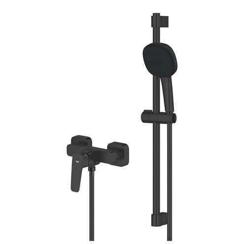 GROHE CUBEO sprchový set s nástennou batériou, ručná sprcha s 2 prúdmi, tyč, hadica, Water Saving, matte black 1018252430 Obrázek - fotka