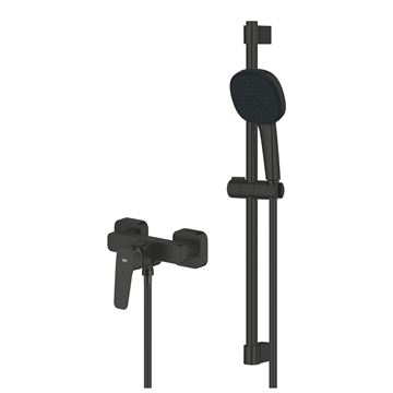 GROHE CUBEO sprchový set s nástennou batériou, ručná sprcha s 2 prúdmi, tyč, hadica, Water Saving, matte black 1018252430 Obrázek - fotka