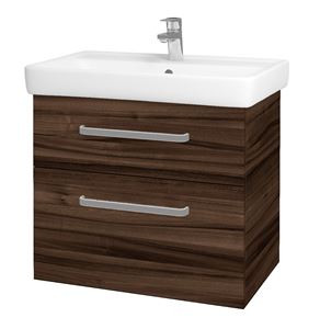 DŘEVOJAS Q MAX SZZ2 70 skrinka s umývadlom 70x47,5x56 cm, 2 zásuvky, úchytka hliník mat, orech