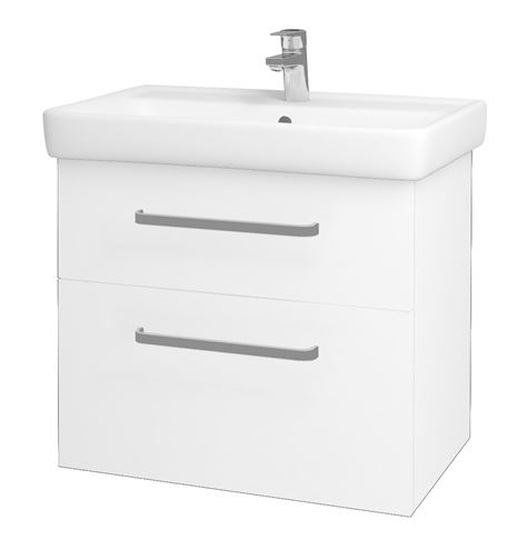 DŘEVOJAS Q MAX SZZ2 70 skrinka s umývadlom 70x47,5x56 cm, 2 zásuvky, úchytka hliník mat, lesklá biela/biela vysoký lesk 60155-T01 Obrázek - Hlavní obrázek