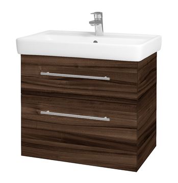 DŘEVOJAS Q MAX SZZ2 70 skrinka s umývadlom 70x47,5x56 cm, 2 zásuvky, úchytka oceľ, orech