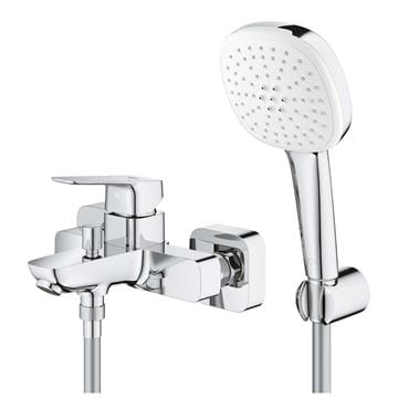 GROHE CUBEO vaňová nástenná batéria, s prepínačom, so sprchovou súpravou, chróm 1018140000 Obrázek - fotka