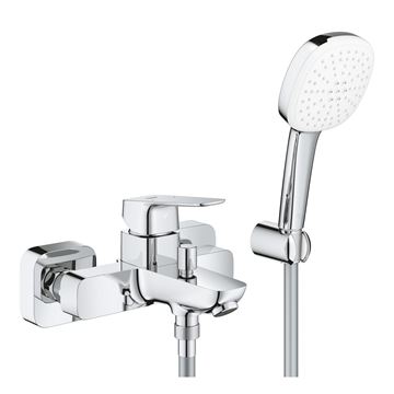 GROHE CUBEO vaňová nástenná batéria, s prepínačom, so sprchovou súpravou, chróm