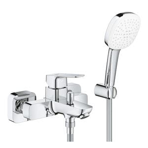GROHE CUBEO vaňová nástenná batéria, s prepínačom, so sprchovou súpravou, chróm