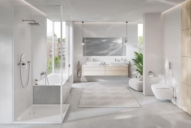 GROHE CUBEO vaňová nástenná batéria, s prepínačom, so sprchovou súpravou, chróm 1018140000 Obrázek - fotka