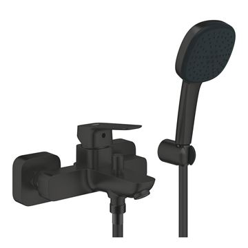 GROHE CUBEO vaňová nástenná batéria, s prepínačom, so sprchovou súpravou, matte black