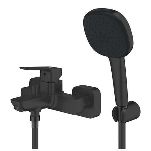 GROHE CUBEO vaňová nástenná batéria, s prepínačom, so sprchovou súpravou, matte black 1018142430 Obrázek - fotka