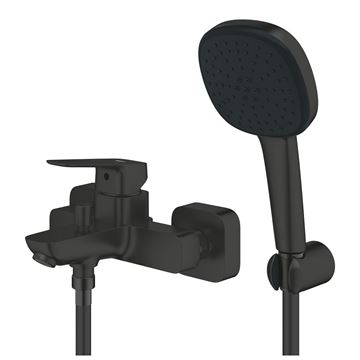 GROHE CUBEO vaňová nástenná batéria, s prepínačom, so sprchovou súpravou, matte black 1018142430 Obrázek - fotka