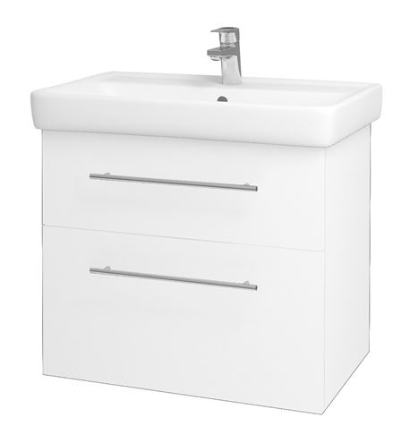 DŘEVOJAS Q MAX SZZ2 70 skrinka s umývadlom 70x47,5x56 cm, 2 zásuvky, úchytka oceľ, lesklá biela/biela vysoký lesk 60155-T02 Obrázek - Hlavní obrázek
