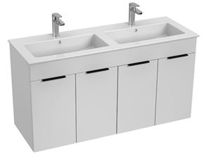 JIKA CUBE skrinka s dvojumývadlom 118x43x62,2 cm, 4 dvierka, biela