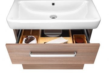 DŘEVOJAS Q MAX SZZ2 80 skrinka s umývadlom 80x47,5x56 cm, 2 zásuvky, úchytka oceľ, lesklá biela/biela vysoký lesk 60193-T02 Obrázek - fotka