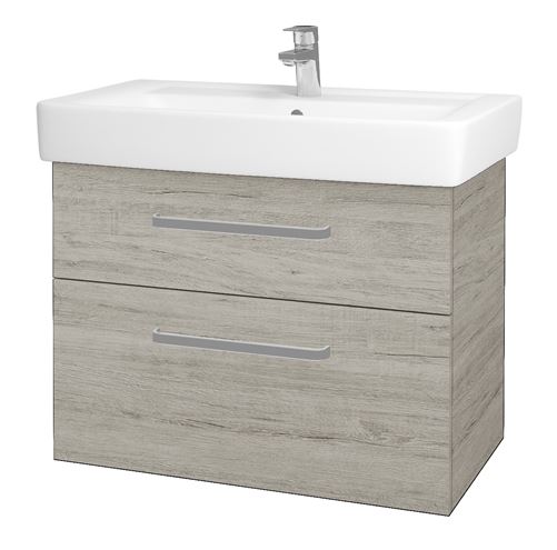 DŘEVOJAS Q MAX SZZ2 80 skrinka s umývadlom 80x47,5x56 cm, 2 zásuvky, úchytka hliník mat, oregon 61336-T01 Obrázek - Hlavní obrázek