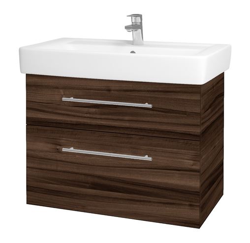 DŘEVOJAS Q MAX SZZ2 80 skrinka s umývadlom 80x47,5x56 cm, 2 zásuvky, úchytka chróm, orech 60476-T03 Obrázek - Hlavní obrázek