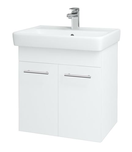 DŘEVOJAS Q SZD2 60 skrinka s umývadlom 60x47,5x56 cm, 2 dvierka, lesklá biela/biela vysoký lesk 12734-T02 Obrázek - Hlavní obrázek