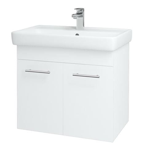 DŘEVOJAS Q SZD2 70 skrinka s umývadlom 70x47,5x56 cm, 2 dvierka, lesklá biela/biela vysoký lesk 12635-T02 Obrázek - Hlavní obrázek