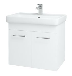 DŘEVOJAS Q SZD2 70 skrinka s umývadlom 70x47,5x56 cm, 2 dvierka, lesklá biela/biela vysoký lesk