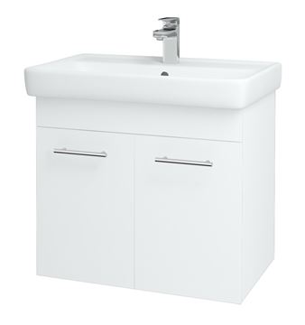 DŘEVOJAS Q SZD2 70 skrinka s umývadlom 70x47,5x56 cm, 2 dvierka, lesklá biela/biela vysoký lesk