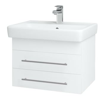 DŘEVOJAS Q SZZ2 60 skrinka s umývadlom 60x47,5x39 cm, 2 zásuvky, lesklá biela/biela vysoký lesk