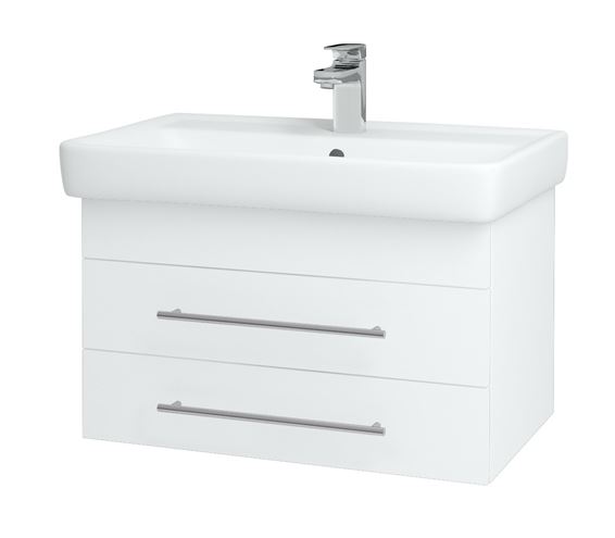 DŘEVOJAS Q SZZ2 70 skrinka s umývadlom 70x47,5x39,2 cm, 2 zásuvky, lesklá biela/biela vysoký lesk 72622-T02 Obrázek - Hlavní obrázek