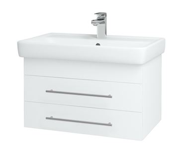 DŘEVOJAS Q SZZ2 70 skrinka s umývadlom 70x47,5x39,2 cm, 2 zásuvky, lesklá biela/biela vysoký lesk