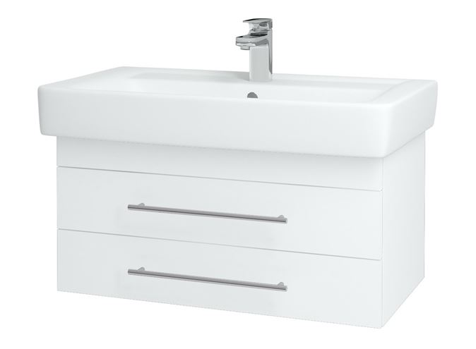 DŘEVOJAS Q SZZ2 80 skrinka s umývadlom 80x47,5x39,2 cm, 2 zásuvky, lesklá biela/biela vysoký lesk 12925-T02 Obrázek - Hlavní obrázek