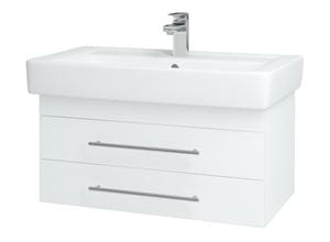 DŘEVOJAS Q SZZ2 80 skrinka s umývadlom 80x47,5x39,2 cm, 2 zásuvky, lesklá biela/biela vysoký lesk