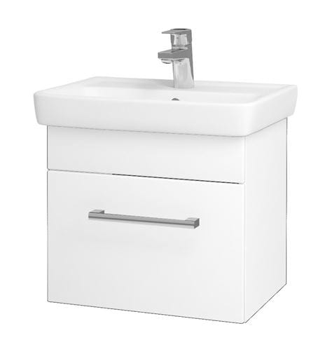 DŘEVOJAS SOLO SZZ 50 skrinka s umývadlom 50x38x39, 2 cm, 1 zásuvka, úchytka chróm, lesklá biela / biela vysoký lesk 21811-T03 Obrázek - Hlavní obrázek