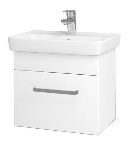 DŘEVOJAS SOLO SZZ 50 skrinka s umývadlom 50x38x39, 2 cm, 1 zásuvka, úchytka hliník mat, lesklá biela / biela vysoký lesk 21811-T01 Obrázek - Hlavní obrázek