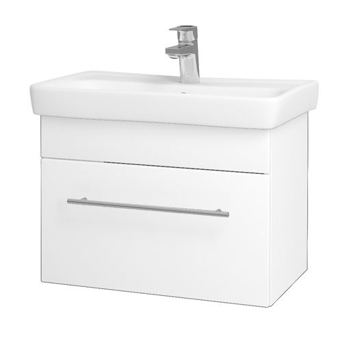 DŘEVOJAS SOLO SZZ 60 skrinka s umývadlom 60x38x39,2 cm, 1 zásuvka, úchytka oceľ, lesklá biela / biela vysoký lesk 21835-T02 Obrázek - Hlavní obrázek