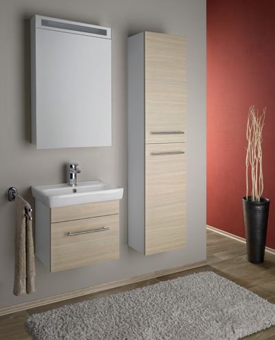 DŘEVOJAS SOLO SZZ 60 skrinka s umývadlom 60x38x39,2 cm, 1 zásuvka, úchytka oceľ, lesklá biela / biela vysoký lesk 21835-T02 Obrázek - fotka