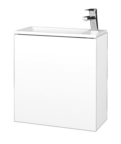 DŘEVOJAS VARIANTE SZD 50 skrinka s umývadlom 50x25x52 cm, 1 dvierka, pánty vľavo, Push-open, lesklá biela/biela vysoký lesk 328108-T31 Obrázek - Hlavní obrázek