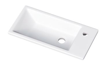 DŘEVOJAS VARIANTE SZD 50 skrinka s umývadlom 50x25x52 cm, 1 dvierka, pánty vľavo, Push-open, lesklá biela/biela vysoký lesk 328108-T31 Obrázek - fotka