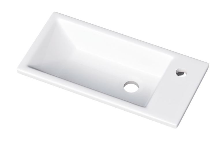 DŘEVOJAS VARIANTE SZD 50 skrinka s umývadlom 50x25x52 cm, 1 dvierka, pánty vľavo, Push-open, lesklá biela/biela vysoký lesk 328108-T31 Obrázek - fotka