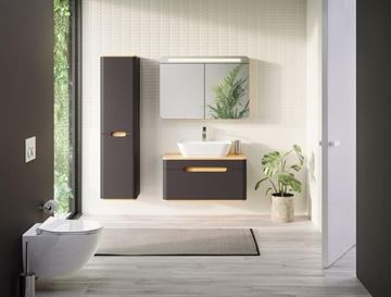 VITRA SENTO vysoká skrinka 40x35x157,5 cm, 2 dvierka, pánty vľavo, s košom, antracite mat 60856 Obrázek - fotka