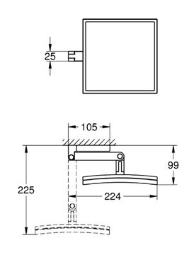 GROHE SELECTION CUBE kozmetické zrkadlo, zväčšovacie, chróm 40808000 Technický nákres