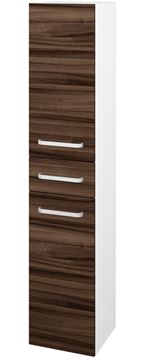 DŘEVOJAS DOS SVD2Z 35 vysoká skrinka 35x35,2x172 cm, 1 zásuvka, 2 dvierka, pánty vľavo, úchytka hliník mat, lesklá biela/orech