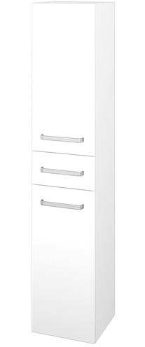 DŘEVOJAS DOS SVD2Z 35 vysoká skrinka 35x35,2x172 cm, 1 zásuvka, 2 dvierka, pánty vľavo, úchytka hliník mat, lesklá biela/biela vysoký lesk 64719-T01 Obrázek - Hlavní obrázek