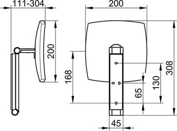 KEUCO ILOOK_MOVE kozmetické zrkadlo 200x200 mm, zväčšovacie, chróm 17613010000 Technický nákres