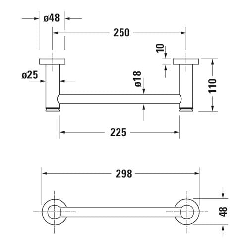 DURAVIT D-CODE madlo 298 mm, k vani, chróm 0099141000 Technický nákres