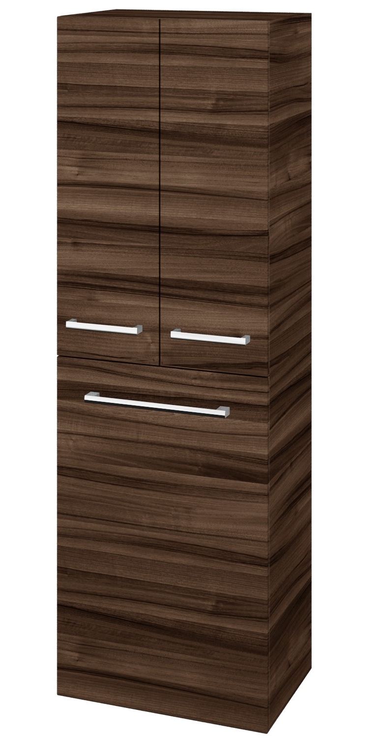 DŘEVOJAS DOS SVD3K 50 vysoká skrinka 50x35,2x154,5 cm, 3 dvierka, s košom, úchytka chróm, orech