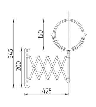 NIMCO kozmetické zrkadlo 150 mm, zväčšovacie, chróm ZR 3992B-26 Technický nákres
