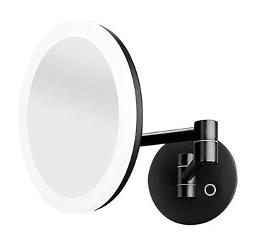 NIMCO kozmetické zrkadlo 200,5 mm, zväčšovacie, s osvetlením, čierna