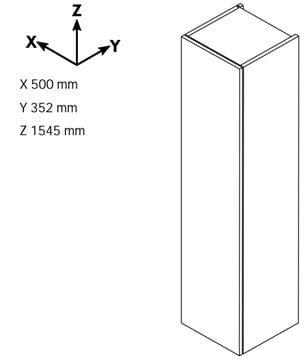 DŘEVOJAS DOS SVD4 50 vysoká skrinka 50x35,2x154,5 cm, 4 dvierka, úchytka hliník mat, lesklá biela/biela vysoký lesk 65082-T01 Technický nákres