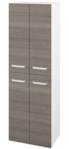 DŘEVOJAS DOS SVD4 50 vysoká skrinka 50x35,2x154,5 cm, 4 dvierka, úchytka hliník mat, lesklá biela/cafe 65860-T01 Obrázek - Hlavní obrázek
