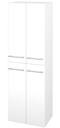 DŘEVOJAS DOS SVD4 50 vysoká skrinka 50x35,2x154,5 cm, 4 dvierka, úchytka oceľ, lesklá biela/biela vysoký lesk 65082-T02 Obrázek - Hlavní obrázek