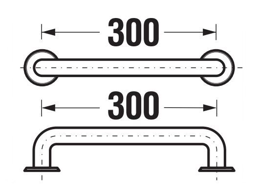 JIKA UNIVERSUM madlo 300 mm, nerez H3897110030001 Technický nákres