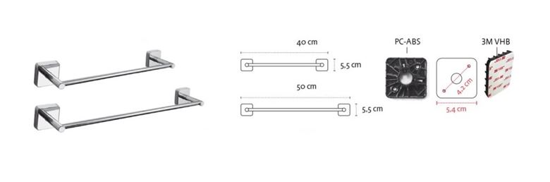 CONCEPT 150 držiak uteráka 500 mm, nerez SLZD 59-PT Technický nákres